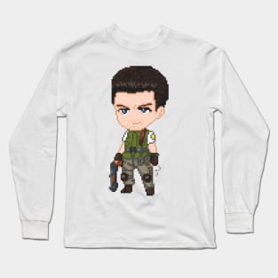 Chris Redfield Resident Evil Pixel Art Long Sleeve T-Shirt